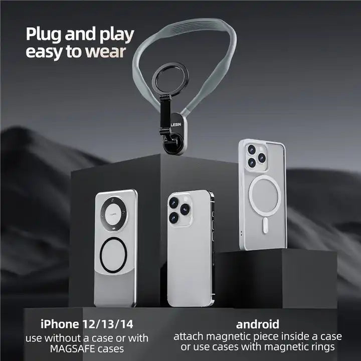 Magnetic mobile phone hanging neck holder is suitable for Apple neck holder quick release first perspective shot